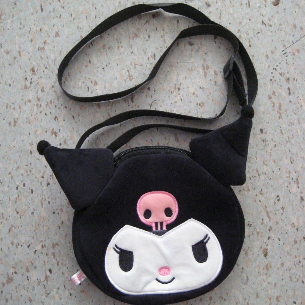 Sanrio Kuromi Face Plush Crossbody Bag